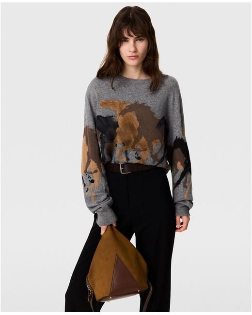 Stella McCartney Gray Racing Horses Knit Jumper