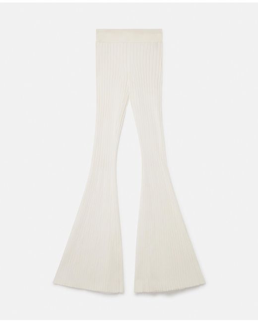Stella McCartney White Ribbed Mid-rise Flared Trousers