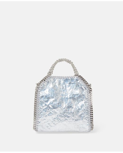 Stella McCartney White Limited Edition Cracked Metallic Falabella Tiny Tote Bag