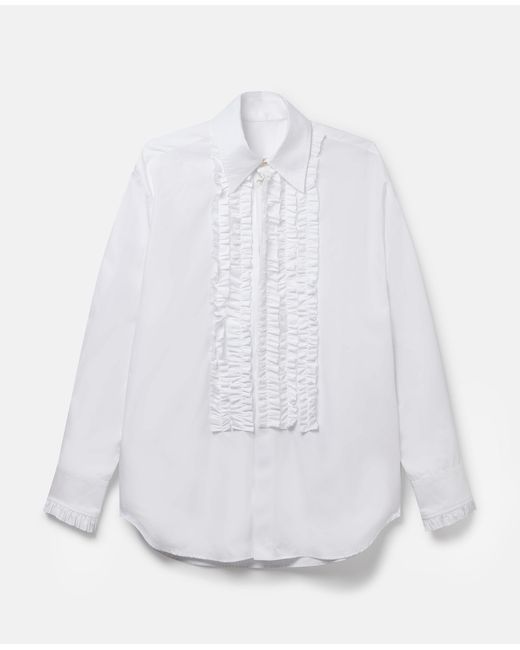 Stella McCartney White Ruffled Cotton Tuxedo Shirt