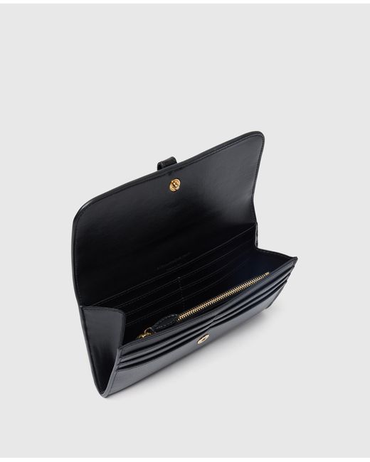 Stella McCartney Black Ryder Flap Continental Wallet