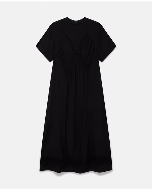 Stella McCartney Black Lace Insert Short Sleeve Maxi Dress