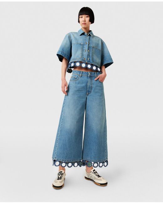 Stella McCartney Blue Mirror Crochet Wide-leg Jeans