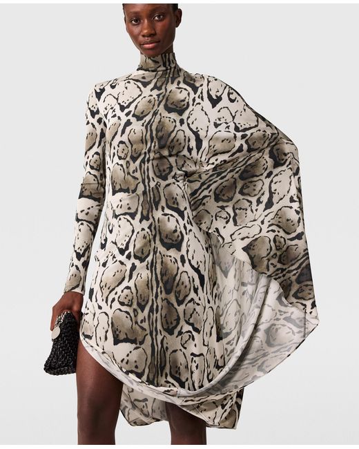 Stella McCartney White Cloud Leopard Print Draped Midi Dress
