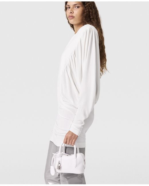 Stella McCartney White Pleated Crewneck Long-sleeve Mini Dress