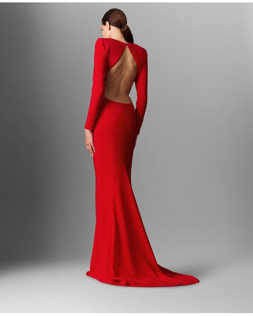 Stella McCartney Red Backless Long-sleeve Floor-length Dress