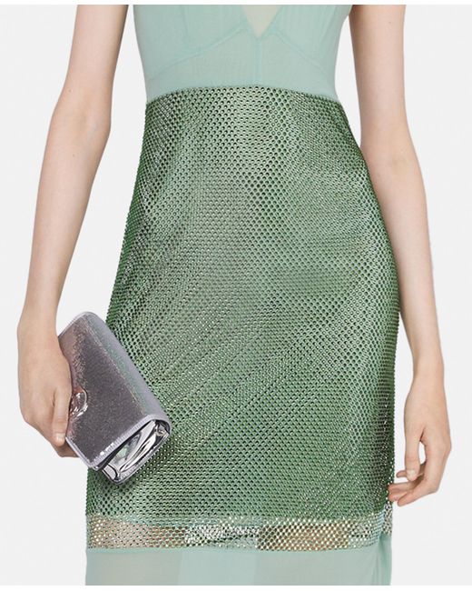Stella McCartney Green Crystal Panel Satin Slip Dress