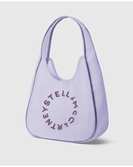 Stella McCartney Purple Logo Mesh Large Hobo Bag