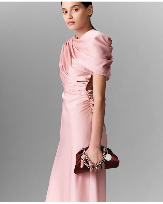 tulle maternity dress PinkBlush Mauve Dotted Smocked Midi Large Use the removable shoulder theme::style => midi-dress Maelia | Black Satin Select Size:US 10