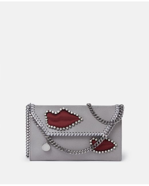 Stella McCartney Gray Falabella Lips Wallet Crossbody Bag