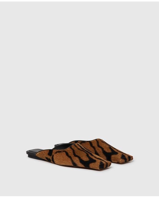 Stella McCartney Brown Square-toe Ocelot Backless Mules
