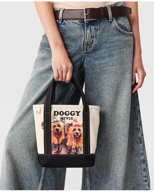 Stella McCartney Black Jeff Koons Doggy Style Crossbody Tote Bag