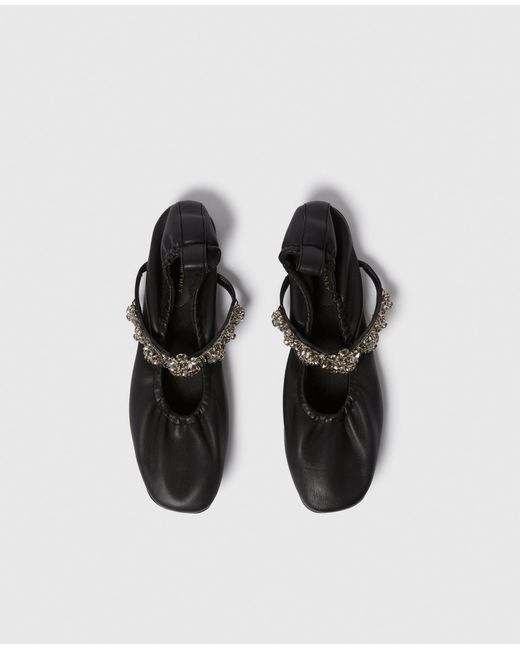 Stella McCartney Black Elsa Crystal Flowers Ballet Flat