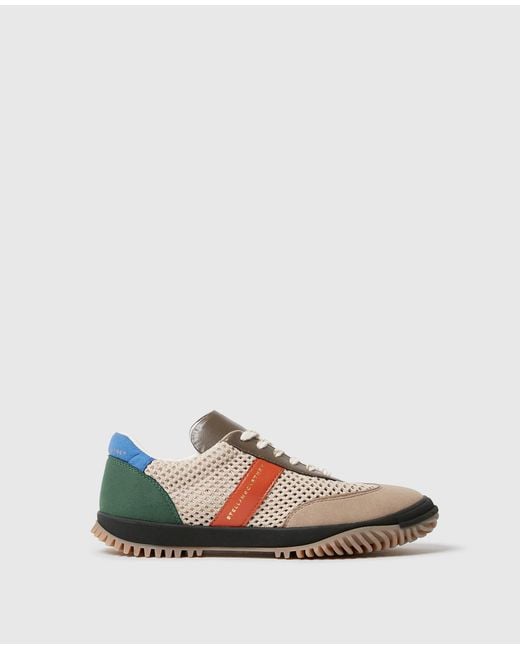 Stella McCartney White Suede And Mesh Panel Sneakers