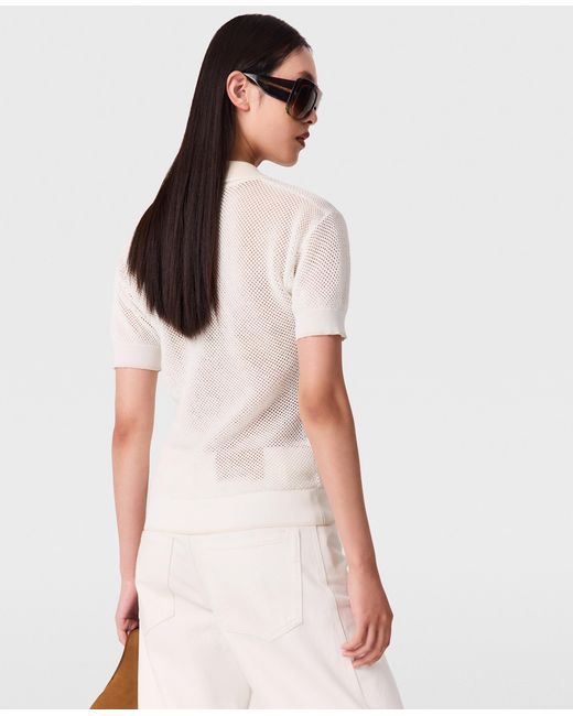 Stella McCartney White Sheer Crochet Short-Sleeve Shirt