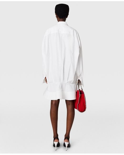 Stella McCartney White Poplin Peplum Piqué Shirt Dress