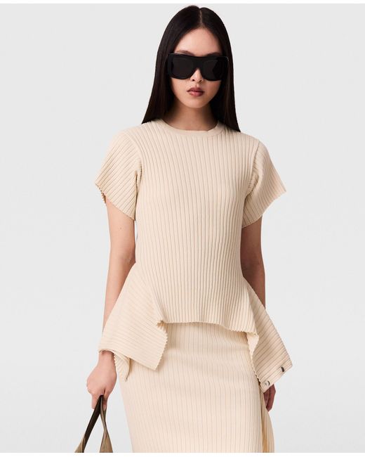Stella McCartney Natural Peplum Knit T-Shirt