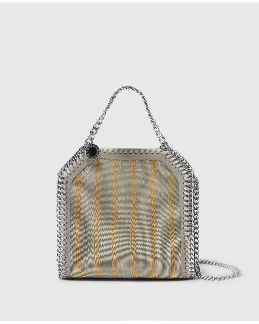 Stella McCartney Gray Limited-edition Falabella Metallic Chain-embroidered Tiny Tote Bag
