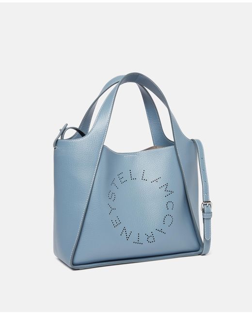 Stella McCartney Blue Logo Grainy Alter Mat Shoulder Bag