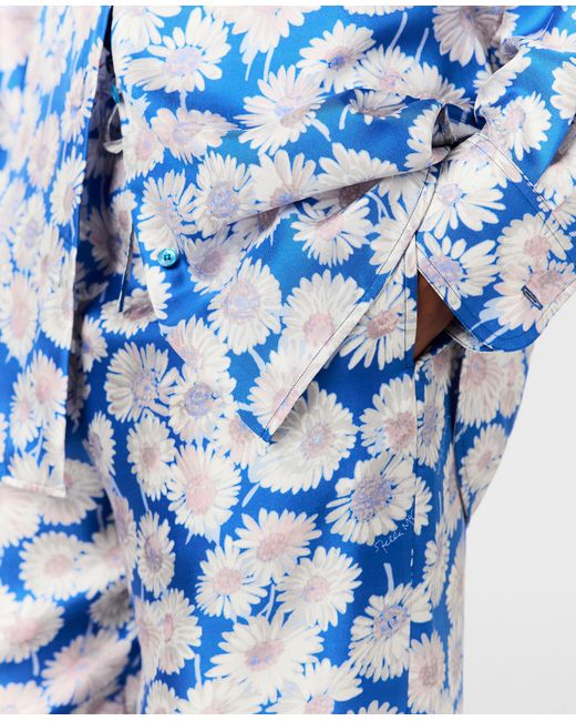 Stella McCartney Blue Daisy Print Oversized Trousers