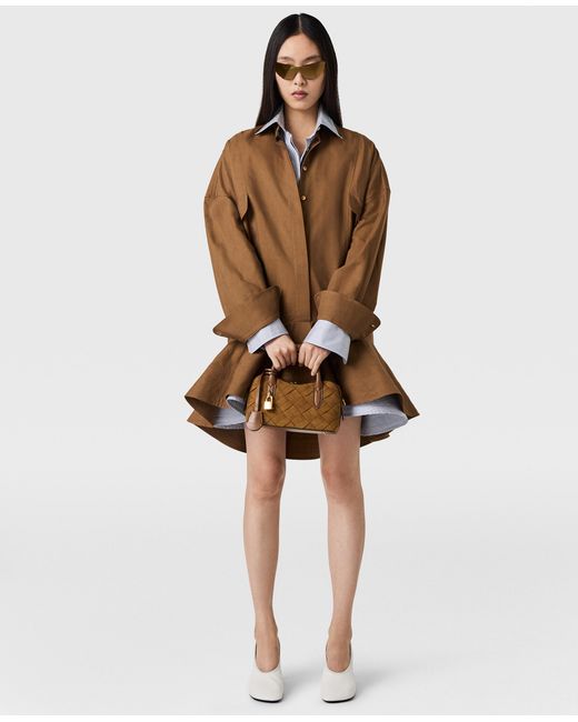 Stella McCartney Brown Washed Cotton Peplum Shirt Dress
