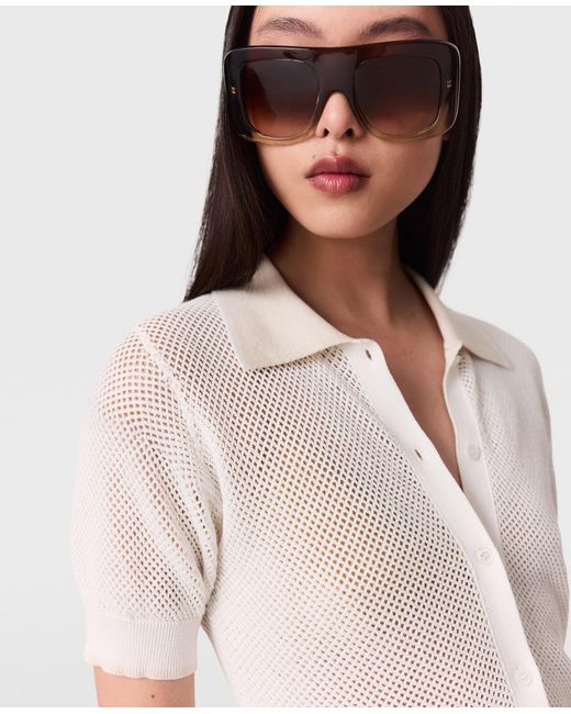 Stella McCartney White Sheer Crochet Short-Sleeve Shirt