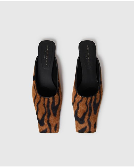 Stella McCartney Brown Square-toe Ocelot Backless Mules