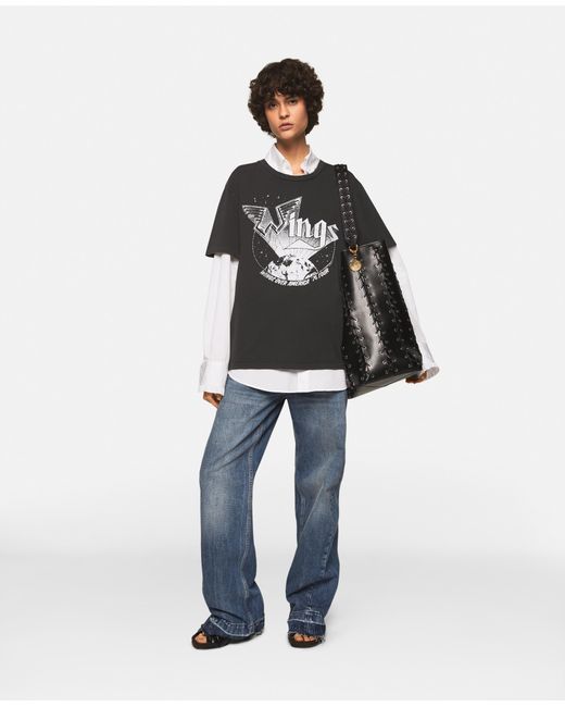 Stella McCartney Black Wings Graphic Cotton T-shirt