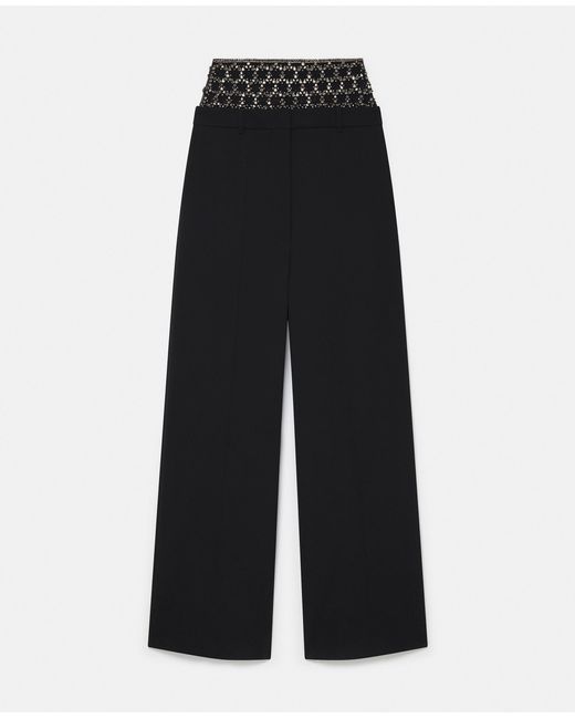 Stella McCartney Black Crystal Cage Low-Rise Pants, , Pitch