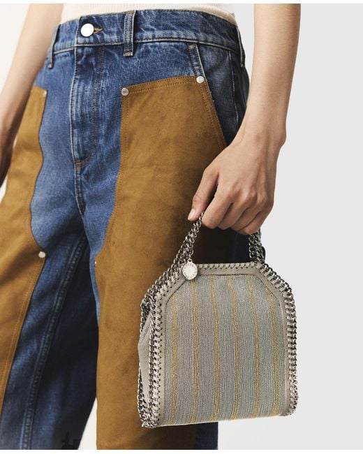 Stella McCartney Gray Limited-edition Falabella Metallic Chain-embroidered Tiny Tote Bag