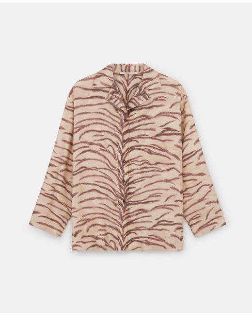 Stella McCartney Natural Tiger Print Wide-sleeve Shirt