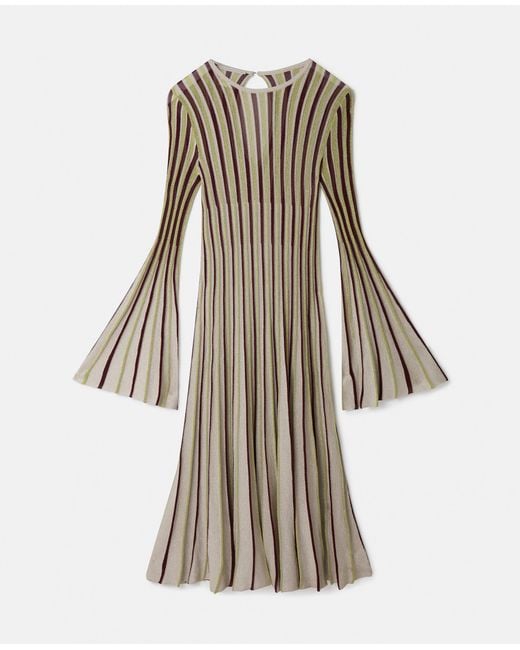Stella McCartney Natural Lurex Rib Knit Midi Dress