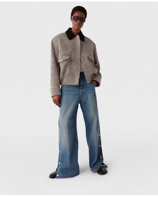 【送料&関税込】Stella McCartney Embroidered Tweed Oversize Women Beige tweed Oversized Tweed Bomber Jacket | Stella