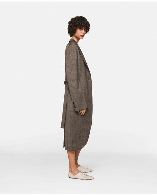 Stella McCartney Gray Checked Wool Coat