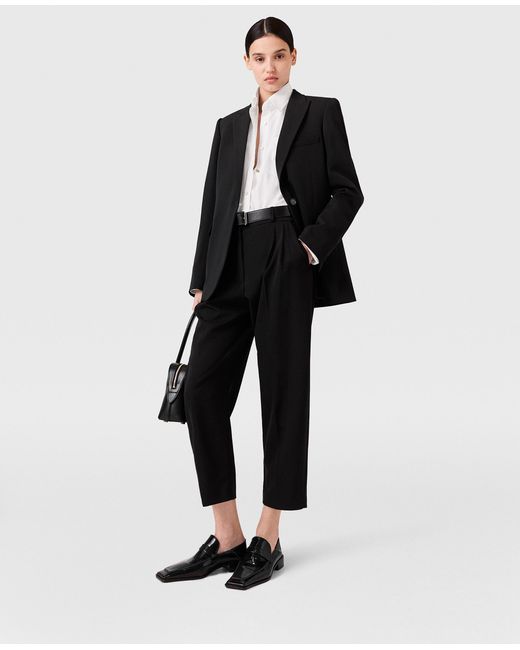 Stella McCartney Black Pleated High-Rise Wool Pants