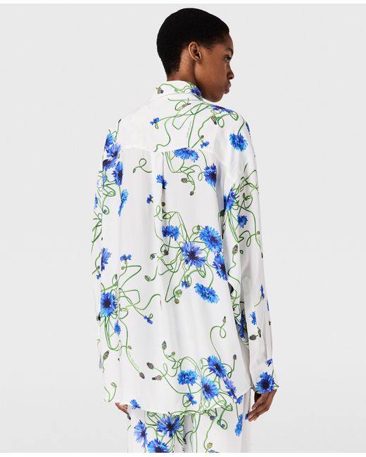Stella McCartney Blue Floral Print Hammered Overshirt