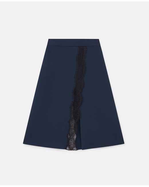 Stella McCartney Blue Lace Insert Mid-Rise Midi Skirt, , Deep