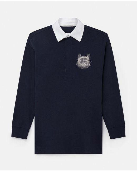 Stella McCartney Blue Cat-Embroidered Sweatshirt Dress, , Deep