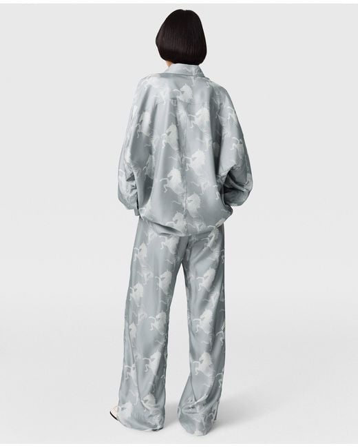 Stella McCartney Blue Horse Print Silk Shirt