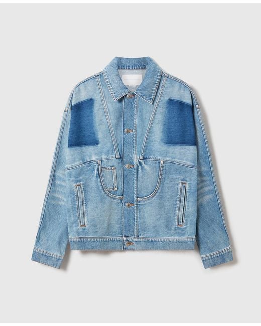 Stella McCartney Blue Pure. Tech Deconstructed Denim Jacket