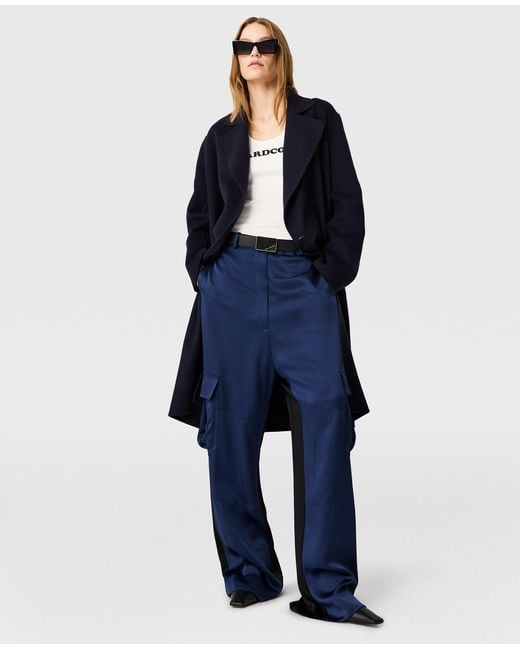 Stella McCartney Blue Oversized Satin Cargo Trousers