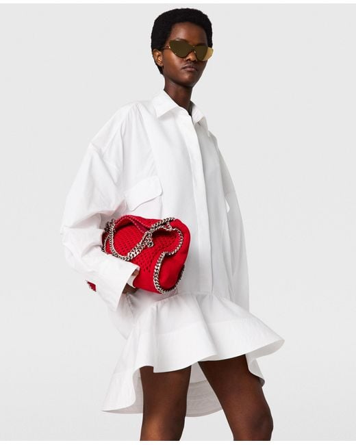 Stella McCartney White Poplin Peplum Piqué Shirt Dress