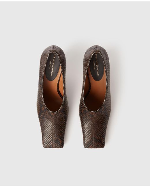 Stella McCartney Brown Square-Toe Snake Stiletto Pumps