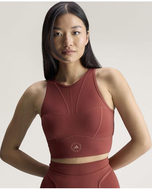 Stella McCartney Red Truestrength Sleeveless Yoga Crop Top