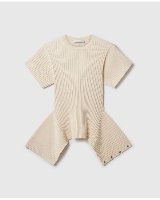 Stella McCartney Natural Peplum Knit T-Shirt