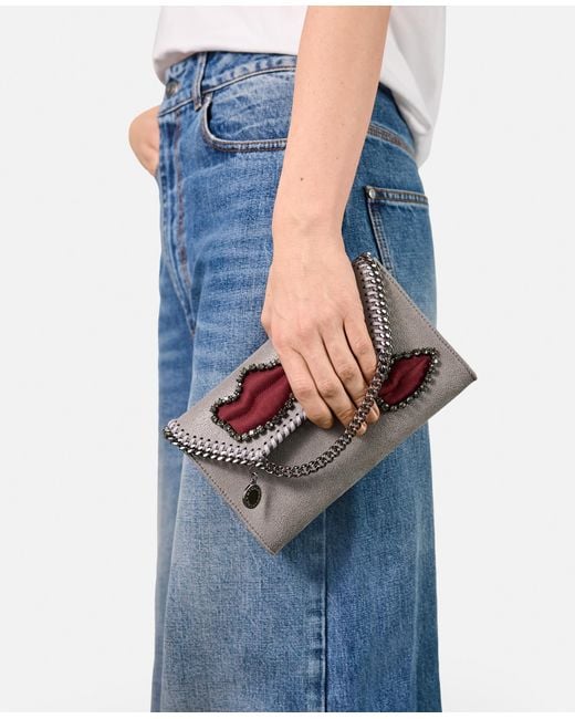 Stella McCartney Gray Falabella Lips Wallet Crossbody Bag