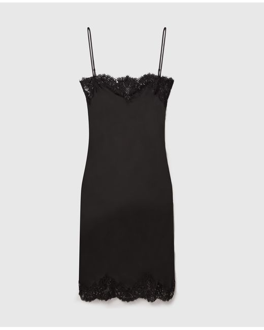 Stella McCartney Black Sleeveless Lace Satin Midi Dress