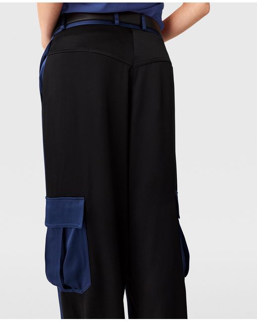 Stella McCartney Blue Oversized Satin Cargo Trousers