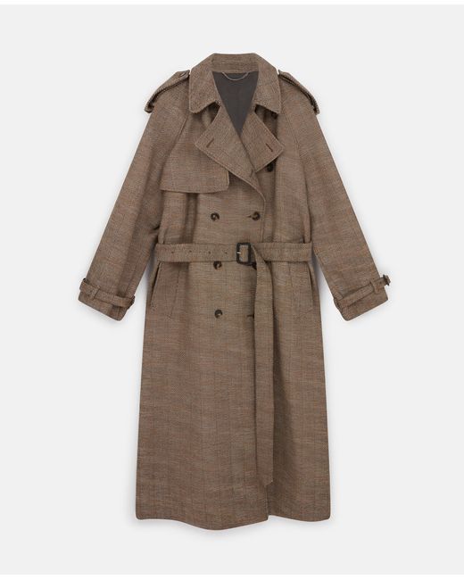 Stella McCartney Natural Belted Check Trench Coat