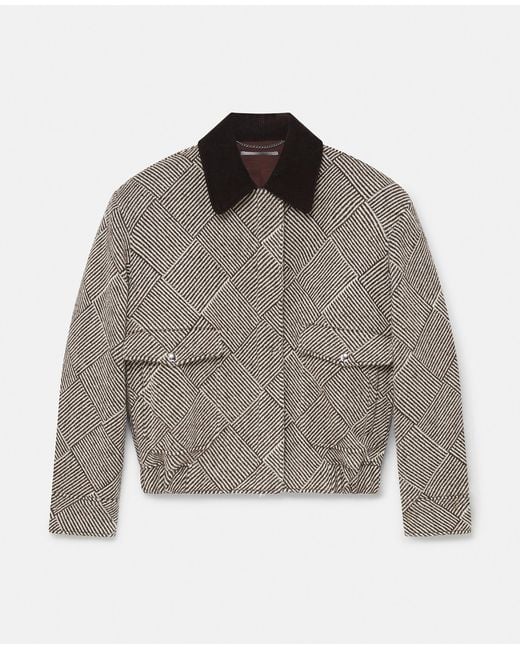 Stella McCartney Gray Oversized Tweed Bomber Jacket